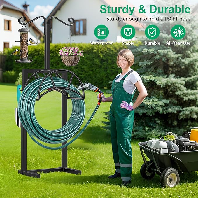 TomCare Garden Hose Holder Detachable Metal Water Hose Holder Hose Hanger