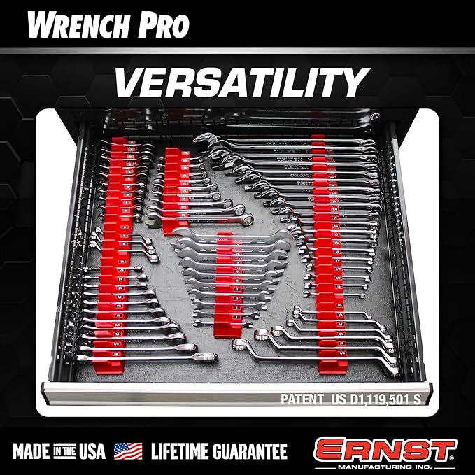 Ernst Manufacturing Wrench Pro - Modular Wrench Organizer for 40 Tools with Magnetic Base (Blue) - Made in the USA