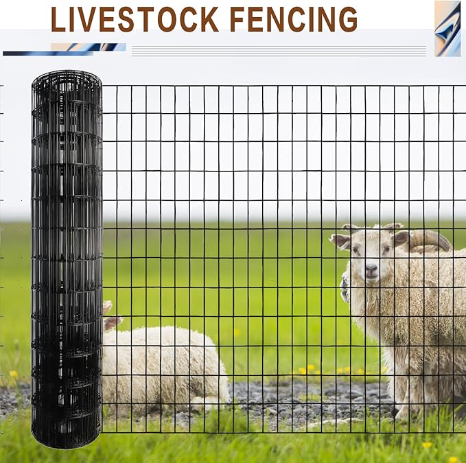 Tongmo 4 ft x 100 ft Black PVC Coated Welded Wire Fence, 16GA Garden Chicken Wire Fence Roll, Mesh Size 2" x 4" Hardware Cloth, Ideal for Yard Protection and Poultry Netting