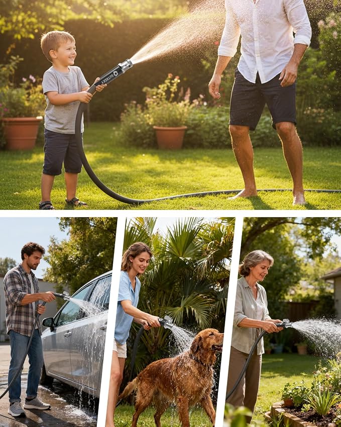 25ft Garden Hose with Valve, Ultra Lightweight All-Weather Water Hose, Durable & Flexible, Leak-free Connections, TPU Water Hose, Drinking Water Safe