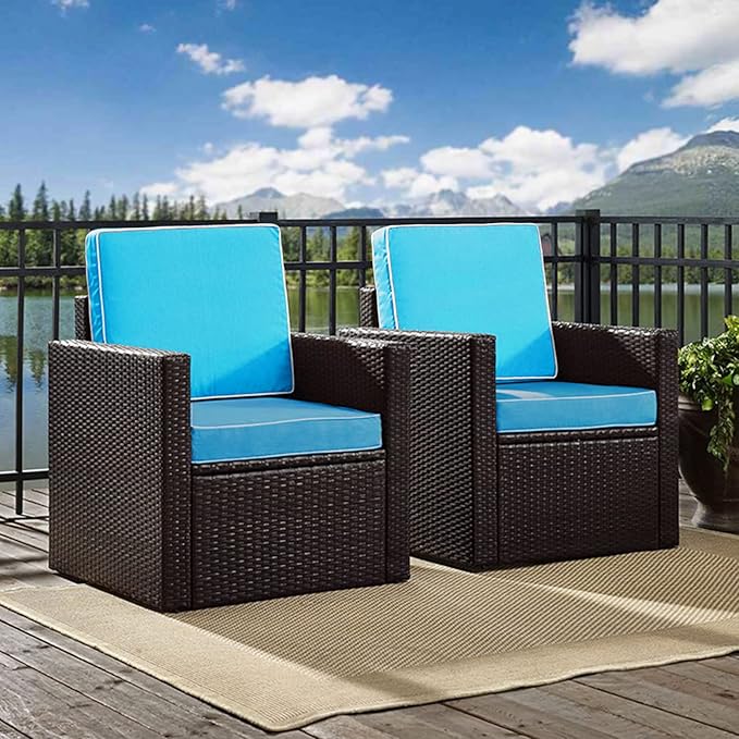 Porch Shield Patio Cushion Covers Replacement Set 4 Waterproof Fade Resistant Outdoor Chair Seat Cushion Slipcovers 20 x 18 x 4 inch, Peacock Blue