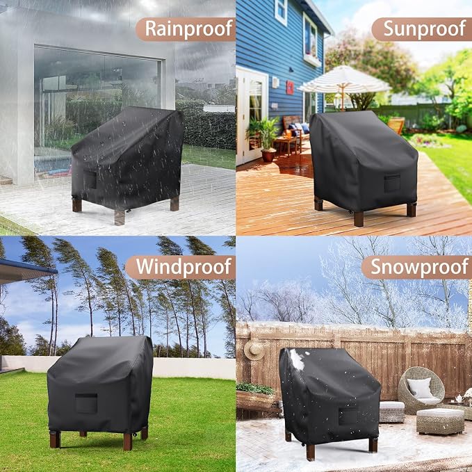 Mrrihand Patio Chair Covers Waterproof, Lounge Deep Seat Cover, Heavy Duty Outdoor Lawn Patio Furniture Covers (31" W x 33" D x 36" H - 2 Pack)
