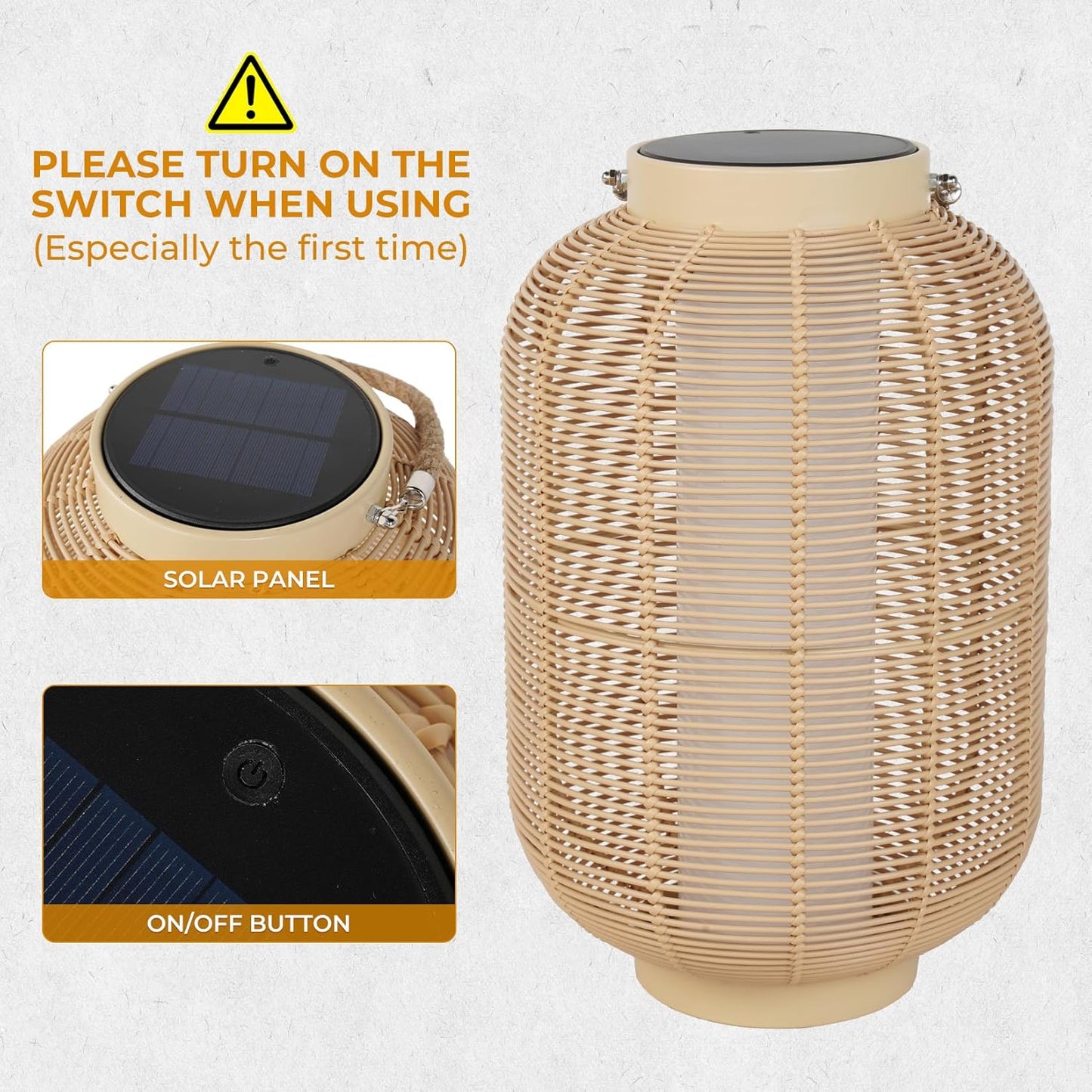 Solar Yard 1-Pack Outdoor Solar Lantern Lamp, Water-Resistant Boho Lights for Outside Hanging Lantern Table Lights Decoration for Garden, Patio, Porch, Trees, Pathway, Natural