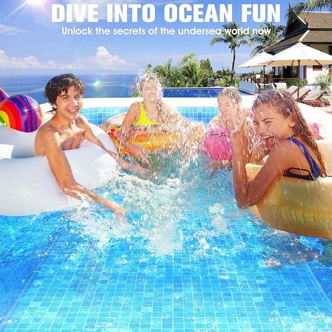 2026 Inflatable Pool with Canopy,Upgraded Blow Up Pool for Adults&Kids,Large Inflatable Pool with Seat and Big Backrest,Kiddie Pool with Shade,Kid Swimming Pool for Backyard 110"x63"x20"Blue