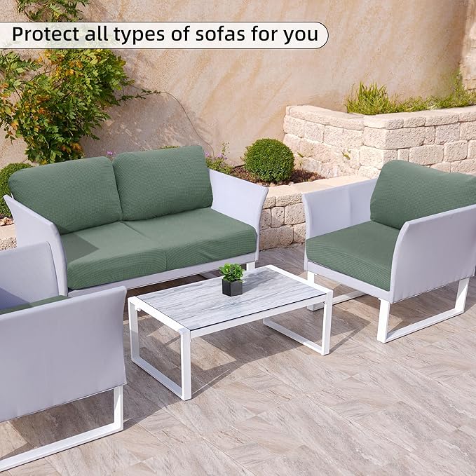 Outdoor Cushion Covers Set,8PCS Patio Furniture Couch Seat Slipcovers, Replacement for Sofa Sectional Chair(Cover,Only)