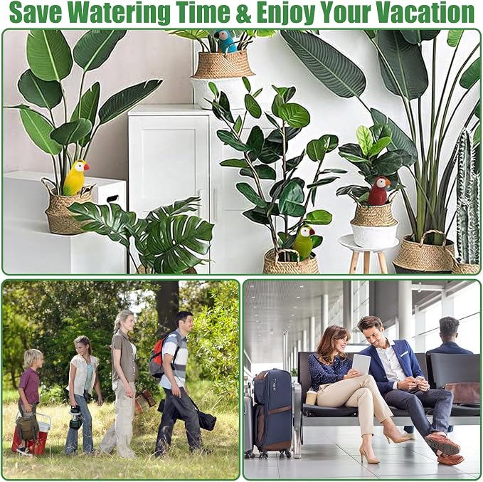 4 Pack Terracotta Watering Spikes, Self Watering Globes, Handmade Parrot Plant Watering Bulbs, Automatic Watering Devices for Indoor Outdoor Garden Vacation