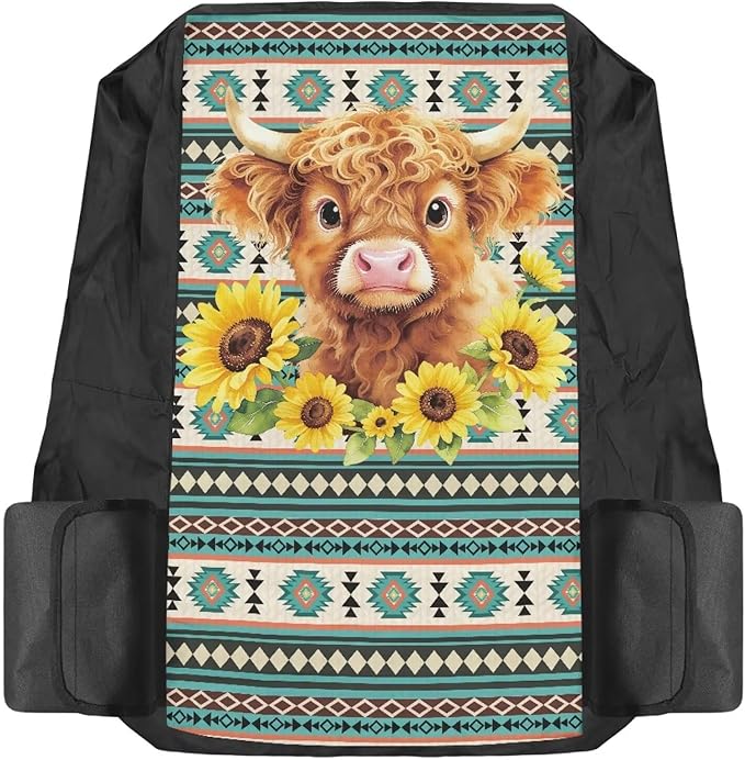 Aztec Riding Lawn Mower Seat Cover for Tractor Accessories Highland Cow Lawn Mower Seat Cover Protector Compatible with John Deere Cub Cadet, for Kubota