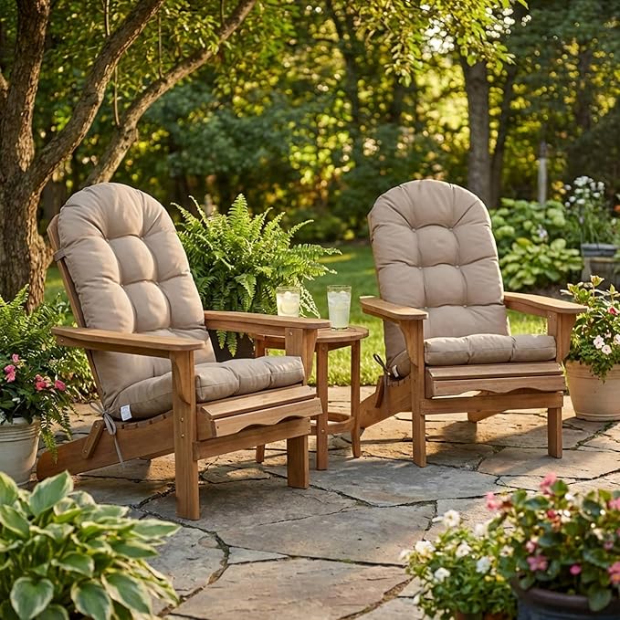 Enipate Weather Resistant Adirondack Chair Cushions High Back Indoor Outdoor Patio Tufted Lounge Cushion Seat Pads