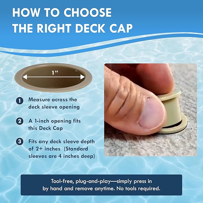 Pool Fence Caps – Tan 25 Pack of 1-Inch Pool Fence Hole Caps – Fits Deck Sleeve Holes for Removable Safety Systems – Durable Plug Covers for Pool Barrier Installations – Compatible with Most Systems