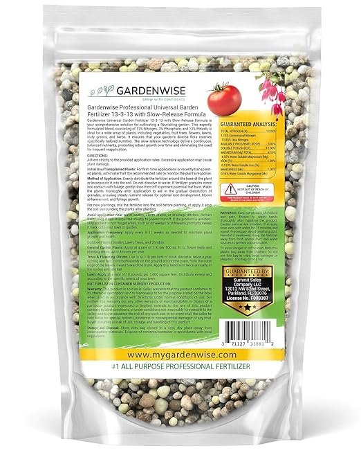 Gardenwise Professional Universal Garden Fertilizer 13-3-13 with Slow-Release Formula (3 QUARTS)