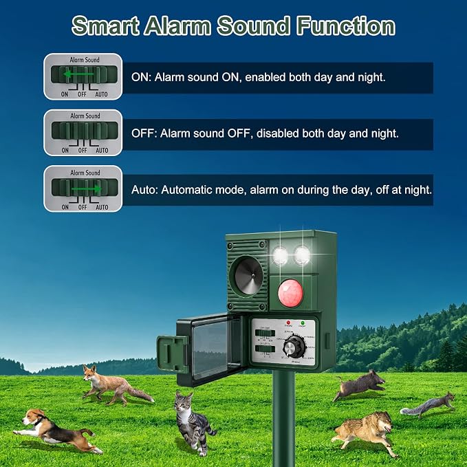 Solar Ultrasonic Animal Repellent, 2026 Upgraded Cat Repellent Outdoor with Motion Sensor & Flash Light, Waterproof Deer Raccoon Squirrel Rabbit Dog Skunks Deterrent for Farm, Garden, Lawn