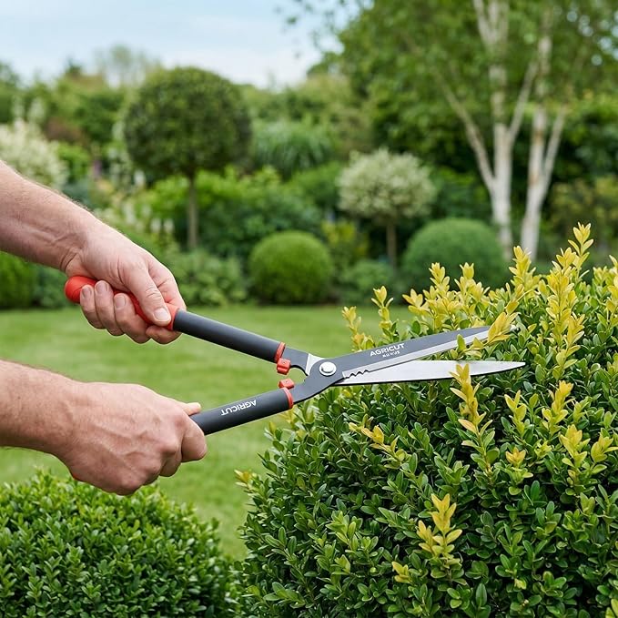 AGRICUT 23" Garden Hedge Shears - Hedge Clippers with High Carbon Steel Blade Branch Cutter Plant Trimmers for Yard Orchard Garden