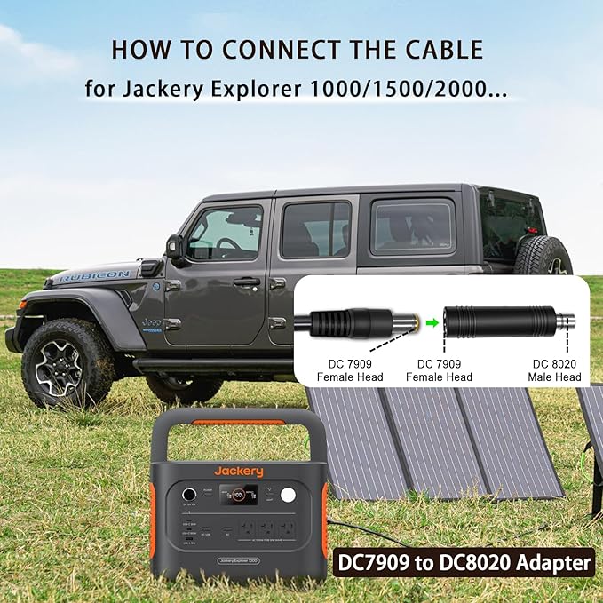 COMeap 30FT 9M Solar Panel Adapter for Jackery, Compatible with MC-4 to DC 8mm Extension Cable with DC7909 to DC8020/DC5525 Connector for GZ Yeti Jackery Bluetti Solar Power Station 12AWG