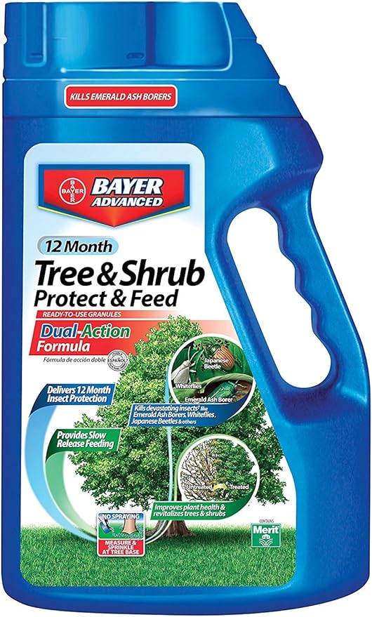 BioAdvanced 12 Month Tree and Shrub Protect and Feed, Granules, 4 lb, Insect Killer, Tree Fertilizer & Plant Food