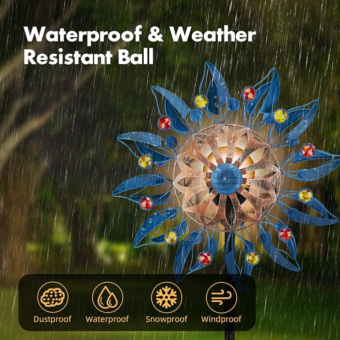 Solar Wind Spinner, Waterproof Outdoor Metal Wind Sculpture for Patio, Lawn & Garden Decor (Retro Spinner)