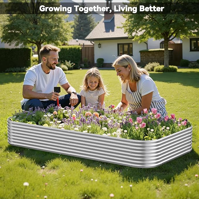 4 Pack 6x3FT Corrugated Galvanized Steel Raised Garden Bed Outdoor, Metal Above Ground Garden Bed for Vegetables and Flowers, Raised Beds for Gardening