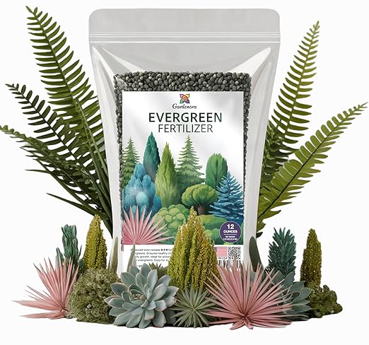 Gardenera Evergreen Fertilizer β All-Purpose Granular Plant Food for Outdoor Trees and Shrubs, Azaleas, Magnolias, Pines & Arborvitae β Slow-Release Formula (12 OZ)