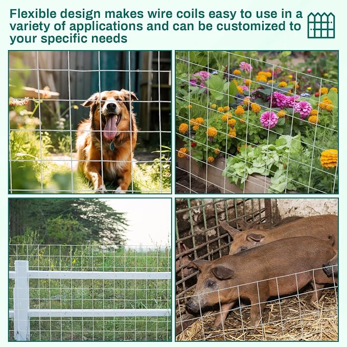 Gisafai 16 Gauge Galvanized Welded Wire Fence 5 ft x 100 ft PVC Coated Hardware Cloth, 2.36" x 2.36" Mesh, Heavy Duty Garden Fencing Roll for Chicken, Dog Yard, Deer Cattle & Animal Protection(Silver)