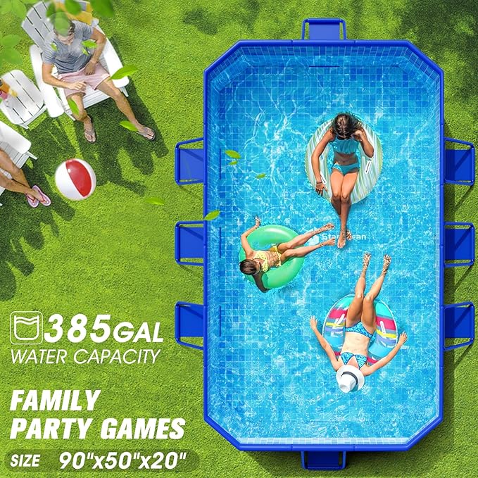 StarOcean 2026 Foldable Pool, Large Non-Inflatable Swimming Pool for Kids,Adult Collapsible Pools Hard Plastic Shell, Oversized Thickened,Portable Folding Kids Pools for Backyard 90"x50"x20"-Blue