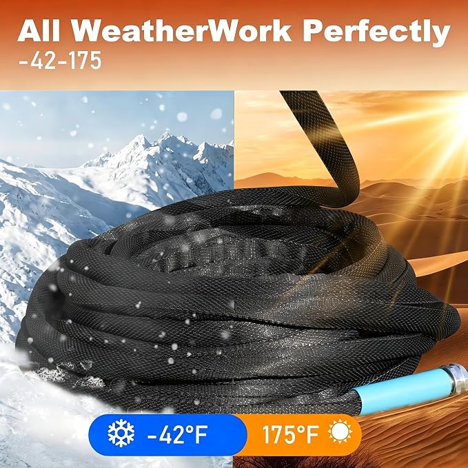 100FT Black Garden Hose, Lightweight No Kink Water Hose with 10 Function Spray Nozzle, 3/4 Inch Rust-Proof Aluminum Leak-Proof Connector for Yard Garden RV Outdoor Watering