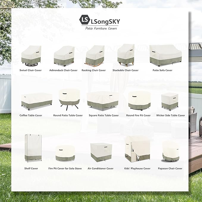 Patio Rocking Chair Cover 2-Pack,Rocking Chair Covers for Outdoor Furniture, 27.5W x 32.5D x 39H Inch,Rocking Chair Covers Waterproof,White&Grayish Green