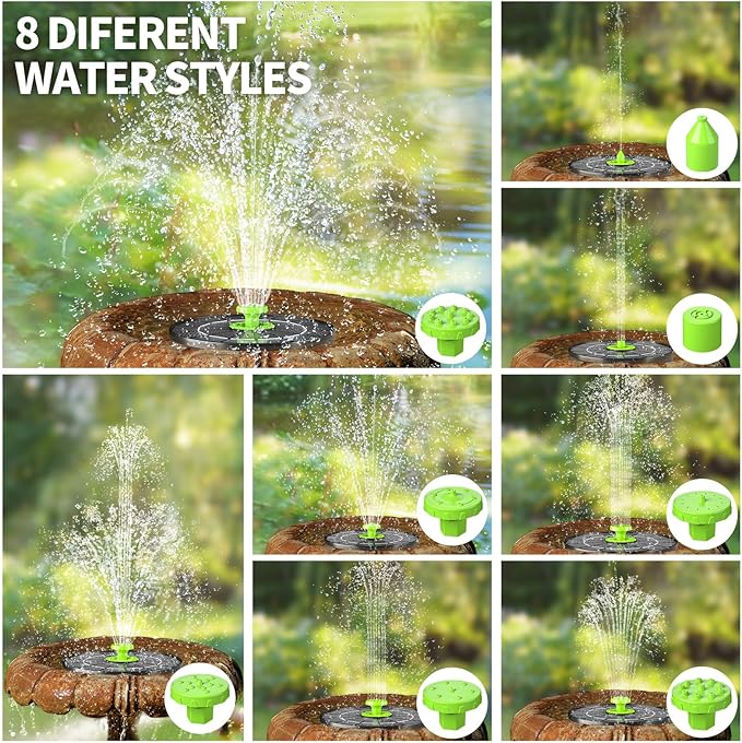 4.0W Solar Bird Bath Fountain Pump, Solar Powered Water Pump, Outdoor Water Fountain with 8 Nozzles for Hummingbirds, Garden, Pool, Pond