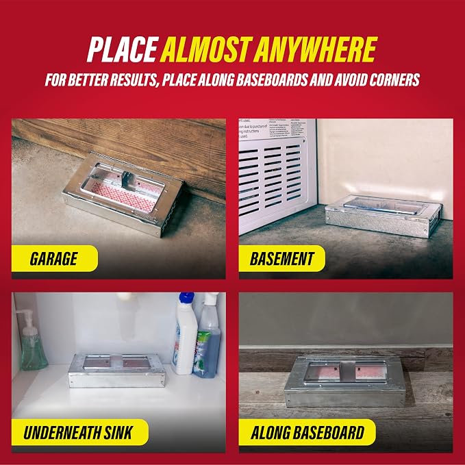 Catchmaster Multi-Catch Mouse Trap, Humane Mouse Trap Indoor for Home, Includes 1 Replaceable Glue Board, Live Catch Pest Control for Garage & Shed (White)