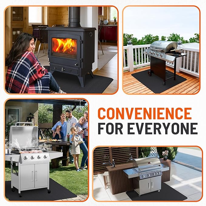Under Grill Mats for Outdoor Grill (48 x 30 inch) Double-Sided Mat for Under Fire Pit Mat the Perfect Grill Matt for Outdoor Grill Deck Protector and BBQ Matt for Under Grill Mat for Deck