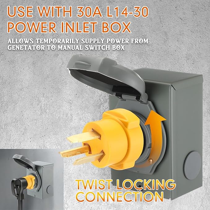 Kanayu NEMA 10-30P to L14-30R 3 Prong 30 Amp Dryer Adapter, 3 Prong Old Dryer Outlet to Welder Locking Plug Adapter Oven Stove Generator EV Charger