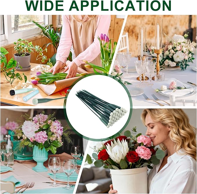 MECCANIXITY 90 Pcs Floral Water Tubes, 12 Inch Flower Water Tubes Floral Vials with Pick and Caps for Plants Stem Fresh Flowers Arrangement Decor Florist Supplies, Dark Green/Light Green Grey