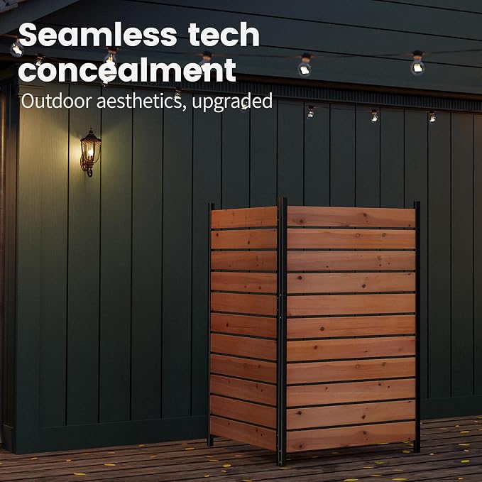 Wood Privacy Screen,No Dig Outdoor Garden Fence,Great for Hiding Trash Cans and Air Conditioner,Decorative Patio Privacy Screen for Backyard,Balcony (Reddish Brown)