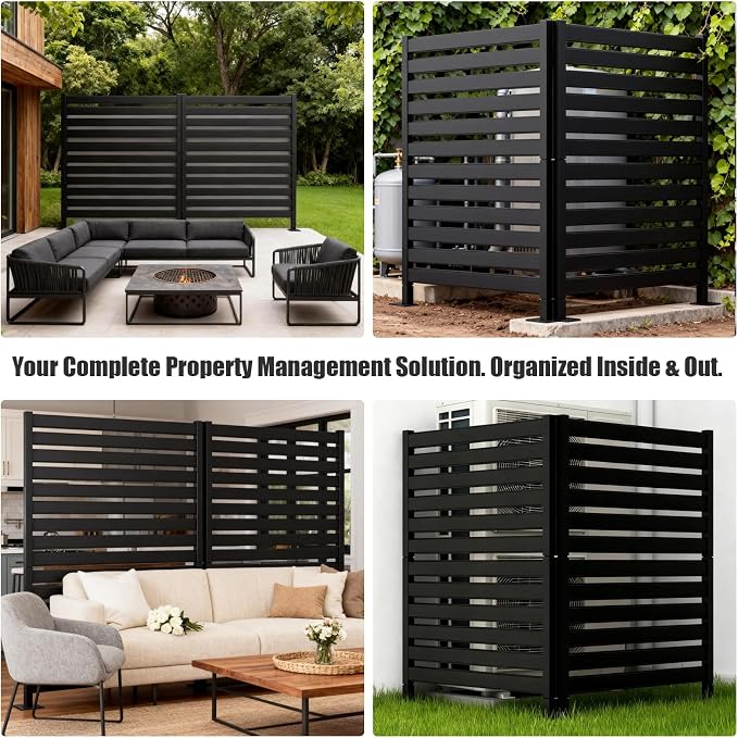38" W x 48" H Outdoor Privacy Fence Panels, Wrought Iron Privacy Screen for Backyard & Patio - Also as Air Conditioner Cover, Pool Equipment & Trash Can Enclosure