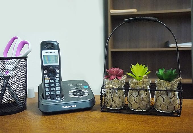 Admired by Nature 3pcs Succulents in Glass Jar W/Metal Basket Indoor Spring Summer Faux Plant décor, Wedding Centerpieces, Tabletop, Home Décor, Office Desk, Kitchen Table Décor, Green