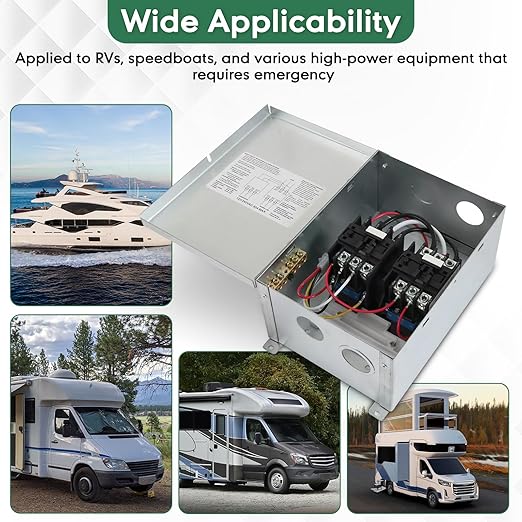 50 Amp Automatic Transfer Switch for RV,Speedboats,Travel Trailer,Camper Van,120V Generator Transfer Switch for Inverter/Shore Power/Generators