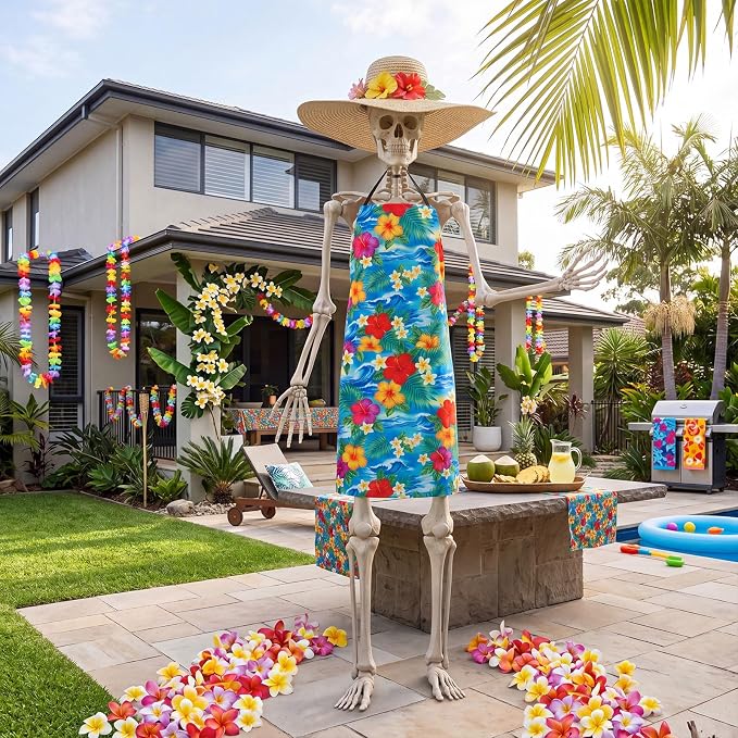 Mepase 12ft Skeleton Costume Accessories Set Oversize Hat and Apron Prop Giant Outdoor Indoor Yard Garden Lawn Decoration