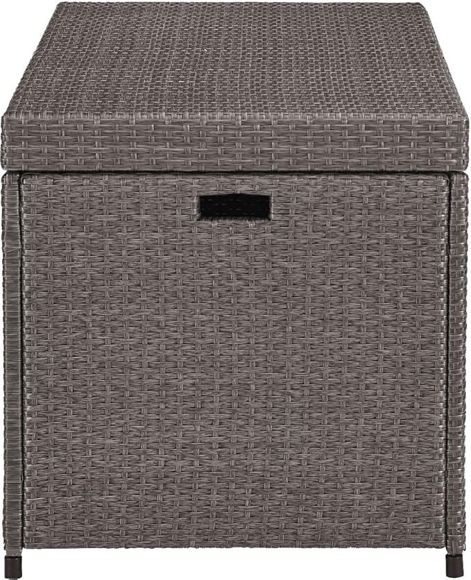 Crosley Furniture Palm Harbor Wicker Outdoor Storage Box for Patio Furniture Cushions and Pool Floats, Gray