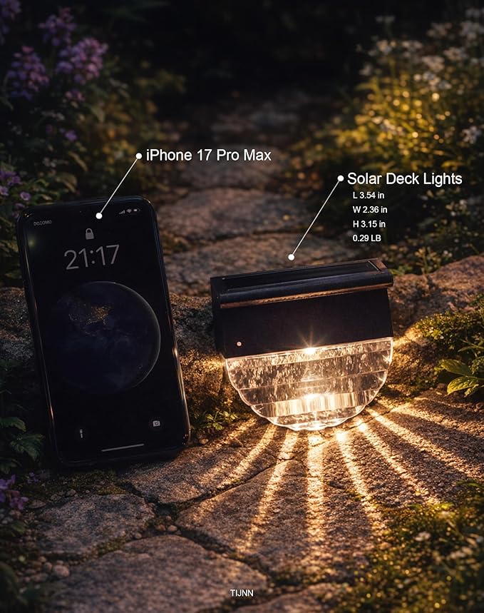 TIJNN Solar Deck Lights Outdoor, Fence Light Waterproof Led Lights for Outdoor Stairs, Step, Yard,Patio Decor Garden Illumination - 6 Pack