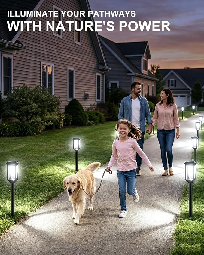 Tenmiro Solar Pathway Lights Outdoor 8 Pack LED Solar Powered Garden Lights Waterproof IP65 Outdoor Light for Yard Lawn Patio Path Walkway Driveway Decor 6500K