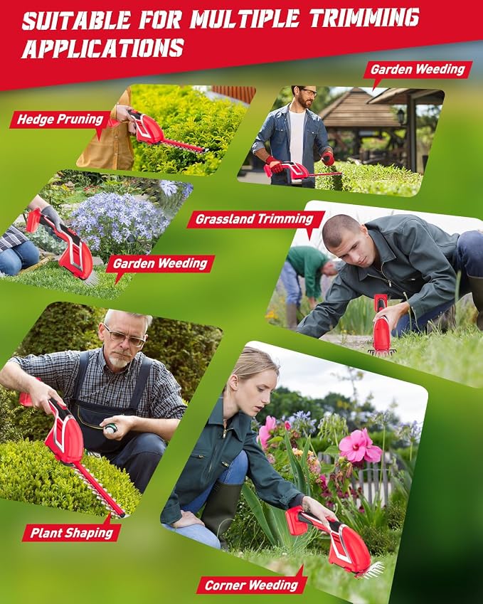 Rozlchar Cordless Hedge Trimmer & Grass Shears Handheld Compatible for Milwaukee 18V Battery(No Battery), Lightweight 7.87'' Electric Hedge Trimmer 4.7" Grass Cutter Combo for Lawn, Backyard, Garden