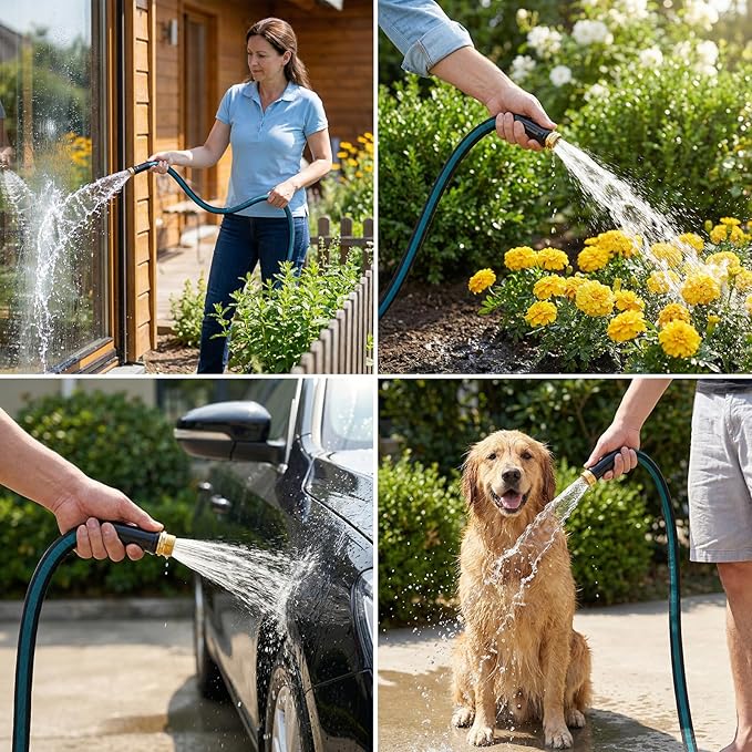 50FT Lightweight Garden Hose – Kink-Resistant, Flexible, High-Pressure Hose for Outdoor Watering, Lawn Care, Garden, and Car Cleaning
