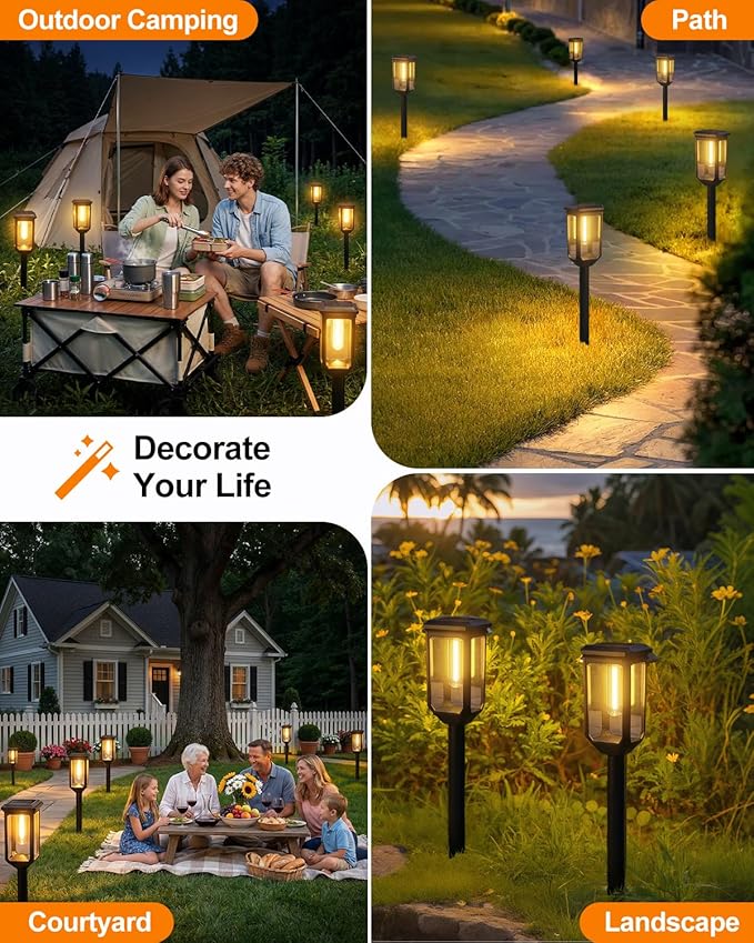 Tenmiro-Solar-Pathway-Lights-Outdoor-8-Pack-LED-Solar-Powered-Garden-Lights-Waterproof-IP65-Auto-On/Off-Outdoor-Light-for-Yard-Lawn-Patio-Path-Walkway-Driveway-Landscape-Lighting-Decor-3000K