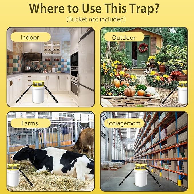 Mouse Trap Bucket-Mouse Traps Auto-Reset,Humane Rat Trap(2 Pack) | Indoor for Home-Multi-Catch,5 Gallon Bucket Compatible
