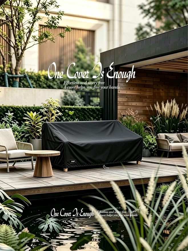 JinHrtoyi 3-Seater Outdoor Couch Cover, 76Wx32Dx31H inches Outdoor Furniture Covers Waterproof,100% Waterproof Heavy Duty Patio Furniture Covers,Beige&Brown Modern Style Outdoor Sofa Cover