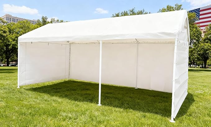Rutile 10x20 Carport Replacement Sidewall, 180G PE Waterproof & UV Protected Sidewall Cover (White, Sidewall Panel w/o Mesh Windows)
