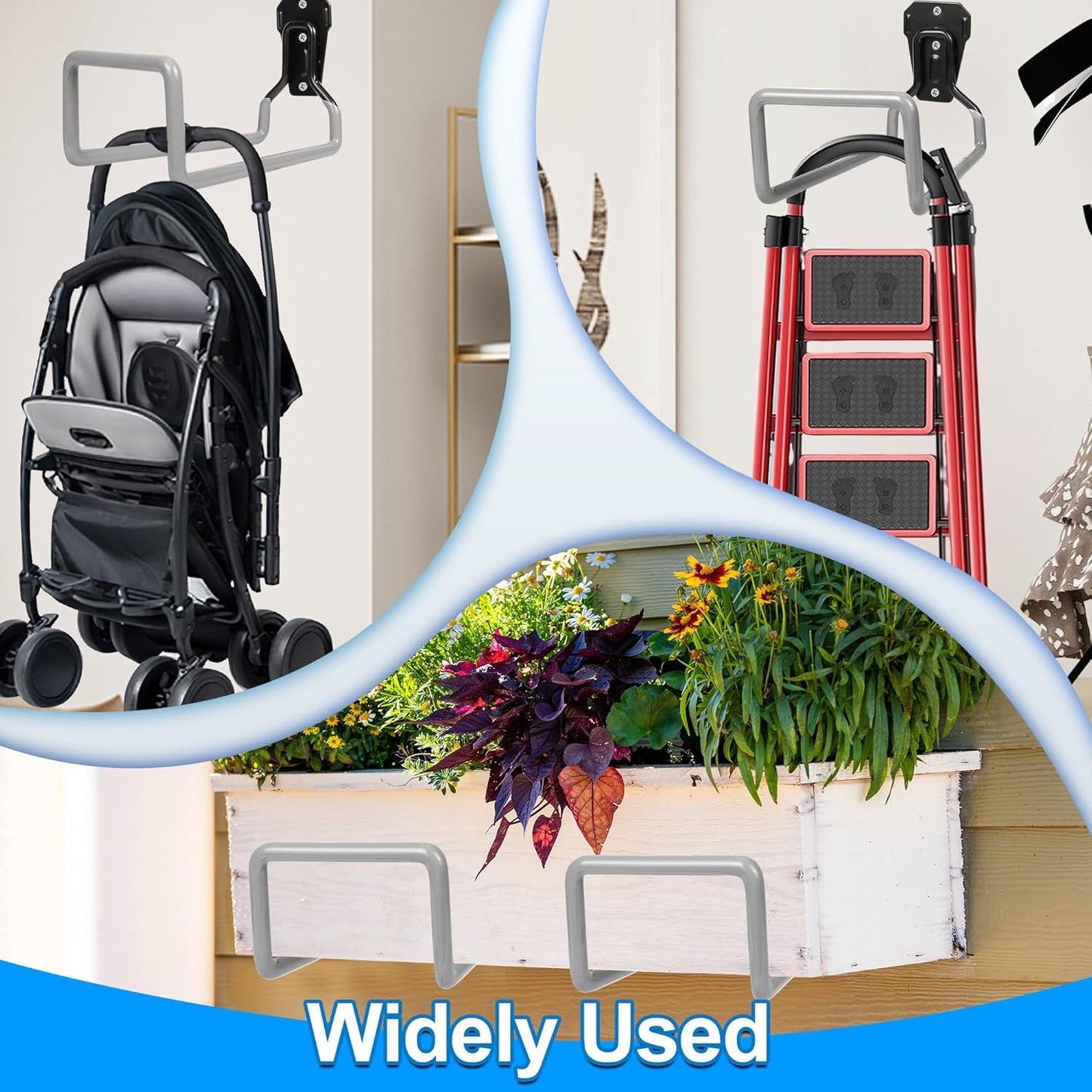 2PCS Water Hose Holder Wall Mount - Metal Hose Hanger Garden Hose Rack Heavy Duty Hose Storage for Outside Water Hose