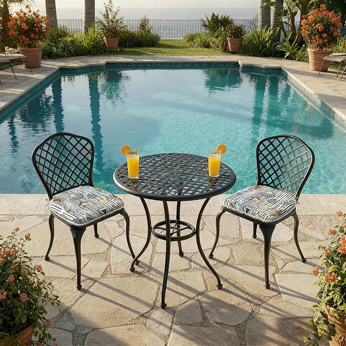 DYTXIII Set of 2 Outdoor Chair Cushions with Ties, Water Repellent Patio Chair Pads 17"x 16" for Outdoor Furniture, Round Corner Seat Cushions for Garden Yard Kitchen Crayon Shells