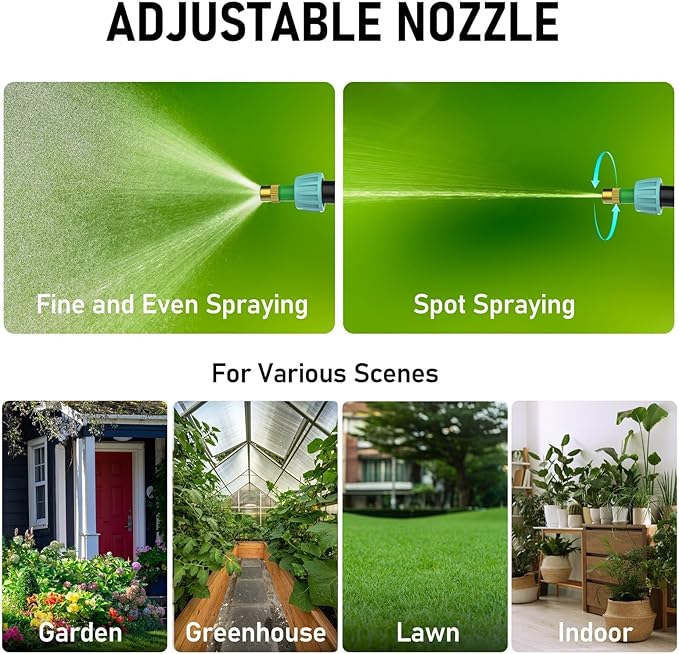 VASG 2 Gallon Battery Powered Garden Sprayer, Powerful Electric Pump Sprayer, Weed Sprayer with USB Rechargeable Handle, 5 Mist Nozzles, Retractable Wand, Adjustable Strap for Lawn, Garden, Yard