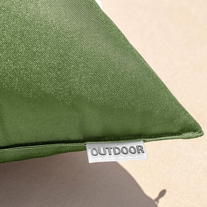MIULEE Outdoor Waterproof Throw Pillow Covers Set of 2 Spring Relax Decorative Outdoor Rectangular Pillowcases for Chair Patio Garden Couch Tent Balcony Sofa Olive Green 12x20 Inch