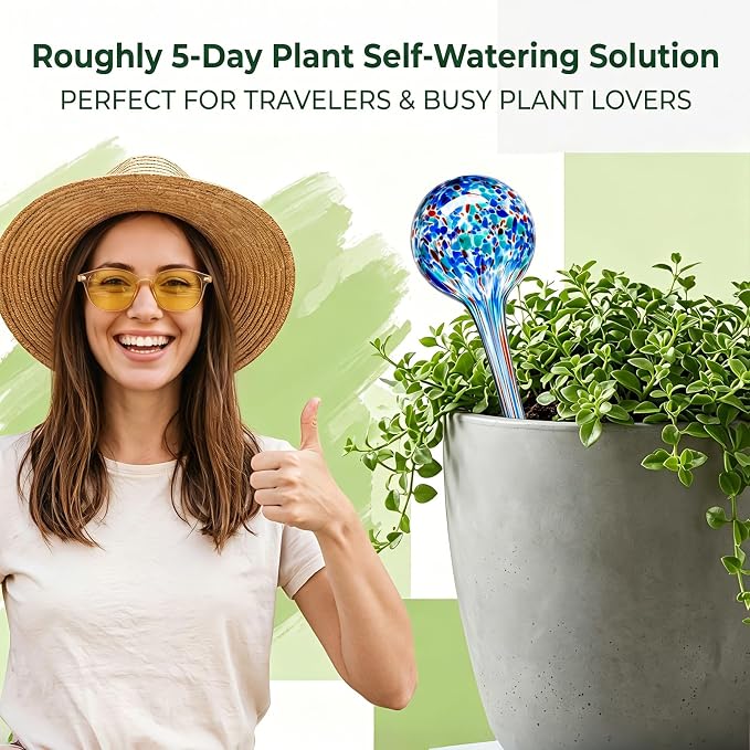 Self Watering Globes, 6 Pack Plant Watering Globes, Glass Automatic Auto Plant Water Bulbs for Indoor & Outdoor Plants,Multicolor Medium, for Daily Use,Vacation Hydration Devices,watering Can Outdoor