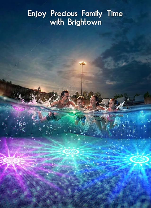 Floating-Solar-Pool-Lights 2 Pack, RGBWW 12 Lighting Modes, 3 Dimming & Timing IP68 Waterproof with Remote Control, Solar Floating Pool Lights for Above Ground Pools Inground Pools Accessories Bathtub
